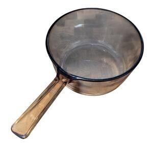 Vintage Corning Visions 1.5 Liter amber saucepan pot